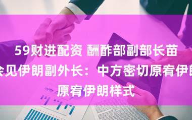 59财进配资 酬酢部副部长苗得雨会见伊朗副外长：中方密切原宥伊朗样式