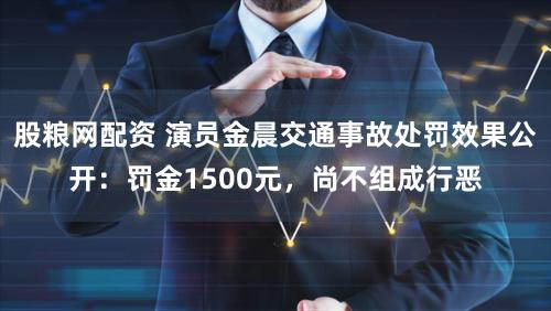 股粮网配资 演员金晨交通事故处罚效果公开：罚金1500元，尚不组成行恶