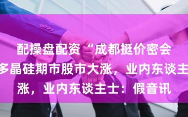 配操盘配资 “成都挺价密会纪要”激励多晶硅期市股市大涨，业内东谈主士：假音讯