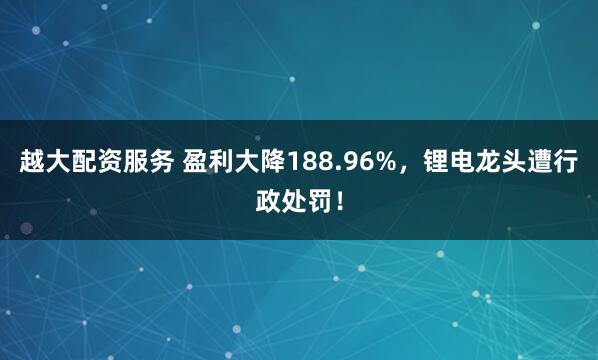 越大配资服务 盈利大降188.96%,锂电龙头遭行政处罚!